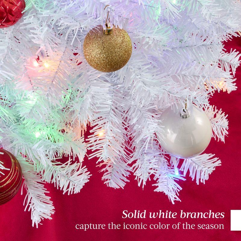 Best Choice Products 4.5ft Pre-Lit Premium Hinged Artificial White Christmas Pine Tree w/ 200 Multicolor Lights, Stand