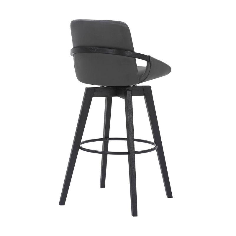 30" Baylor Faux Leather Wood Swivel Barstool Gray/Black - Armen Living