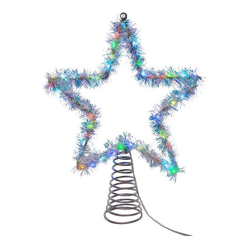 Kurt Adler 12.2 Inch Tinsel Star Tree Topper with RGB LED Lights