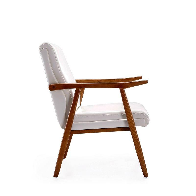 Set of 2 Archduke Faux Leather Accent Chairs White - Manhattan Comfort: Beechwood Frame, No Assembly Required