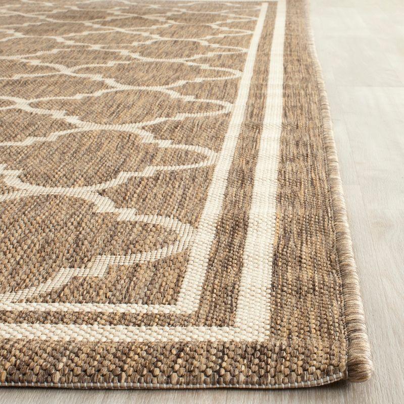 Easy-Care Brown/Bone Synthetic Rectangular Indoor/Outdoor Rug, 4' x 5'7"