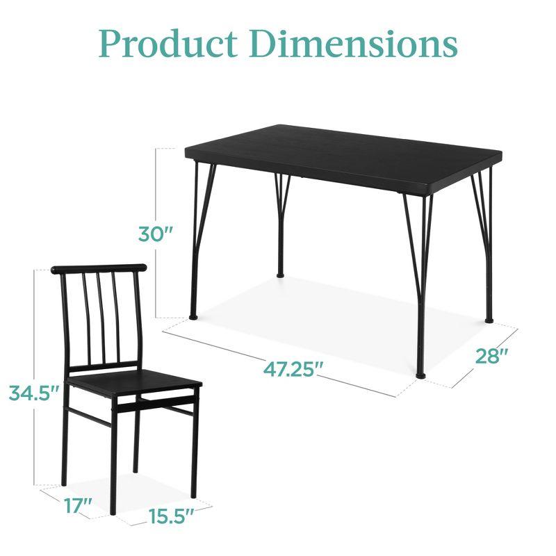 Best Choice Products 5-Piece Indoor Modern Metal Wood Rectangular Dining Table Furniture Set w/ 4 Chairs