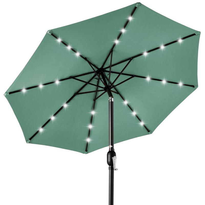 10ft Seaglass Solar LED Lighted Patio Umbrella with Tilt Adjustment