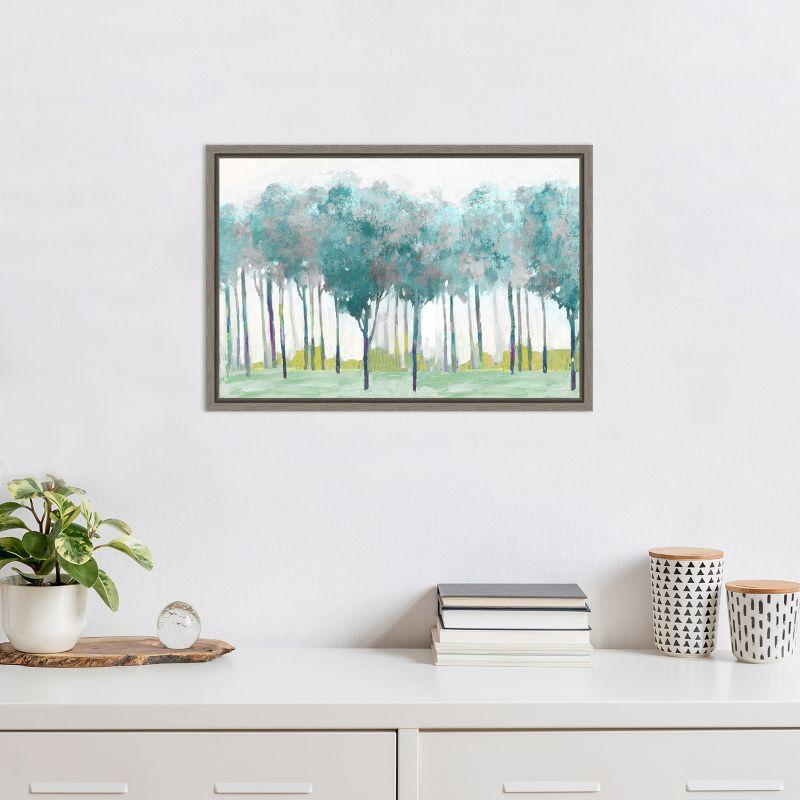 Amanti Art Teal Silver (Trees) by Allison Pearce Canvas Wall Art Print Framed 23 x 16-in.