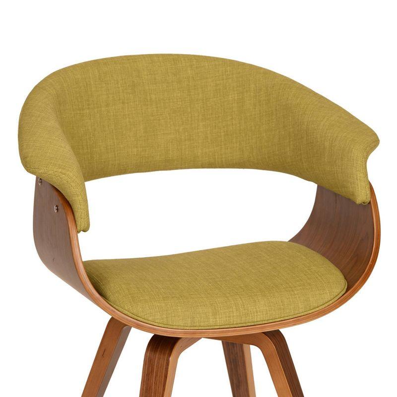 Summer Modern Chair - Green Fabric And Walnut Wood - Armen Living: Polyester Upholstery, Mid-Century Design, Foam Filled