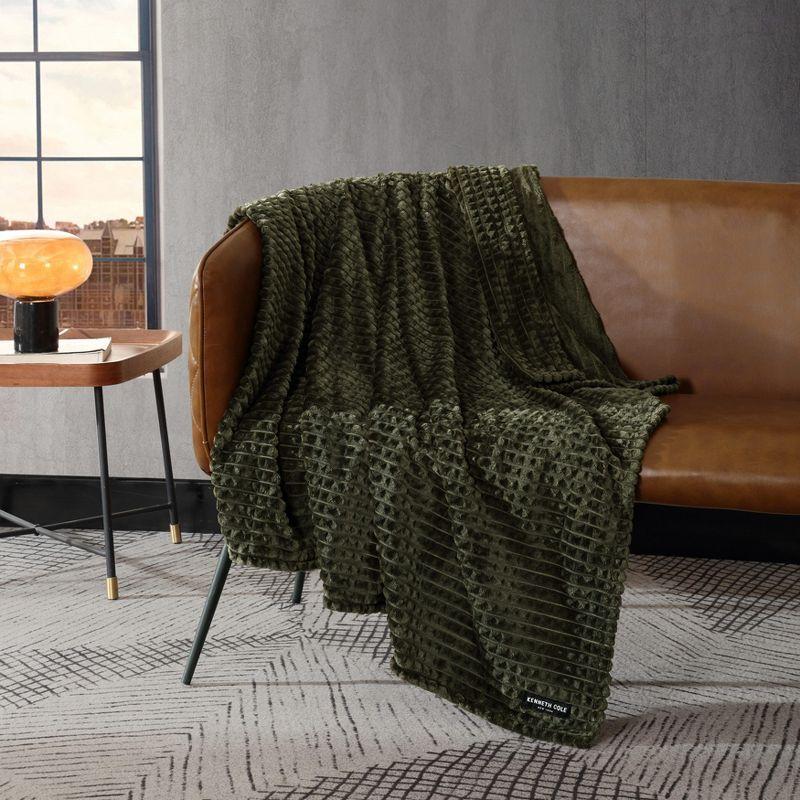 Kenneth Cole Textured Solid Plush Throw Blanket