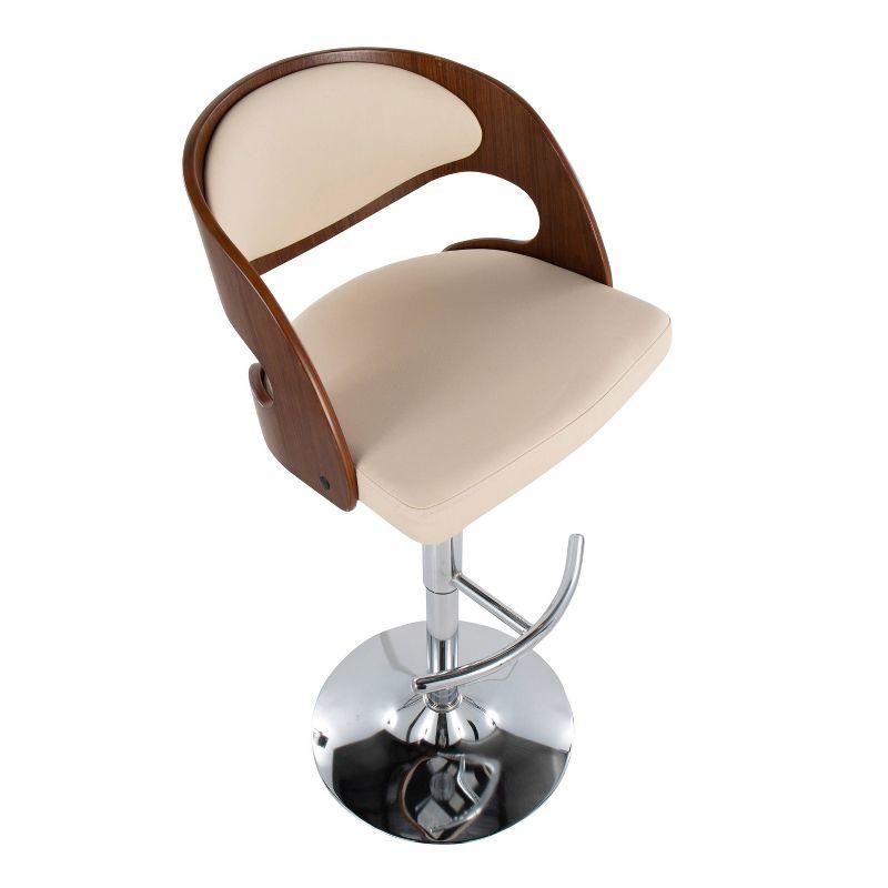 Set of 2 Pino Upholstered Barstools Cream/Walnut - Lumisource: Hydraulic Lift, 360-Degree Swivel
