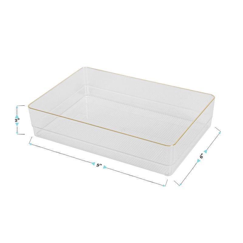 Thomas Martha Stewart Plastic Stackable Office Desk Drawer Organizers with Metallic Trim, 9" x 6"