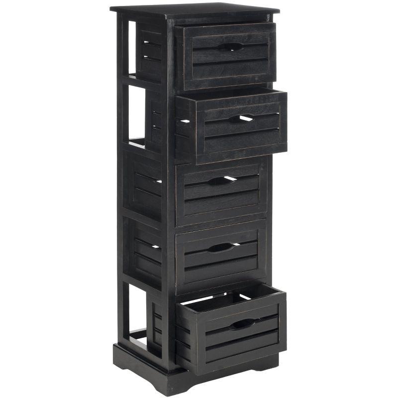 Samara 5 Drawer Cabinet - AMH5714 - Distressed Black - Safavieh Couture