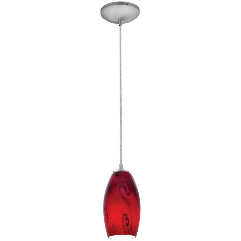 Merlot Brushed Steel and Red Glass LED Pendant Light