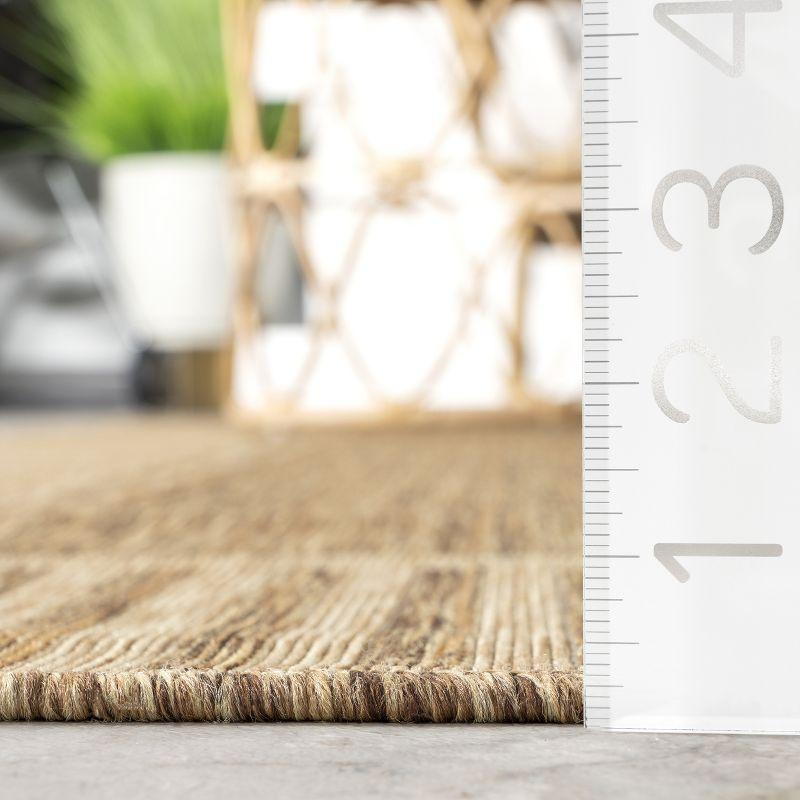 Casual Elegance Light Brown Stripe Indoor/Outdoor Square Rug