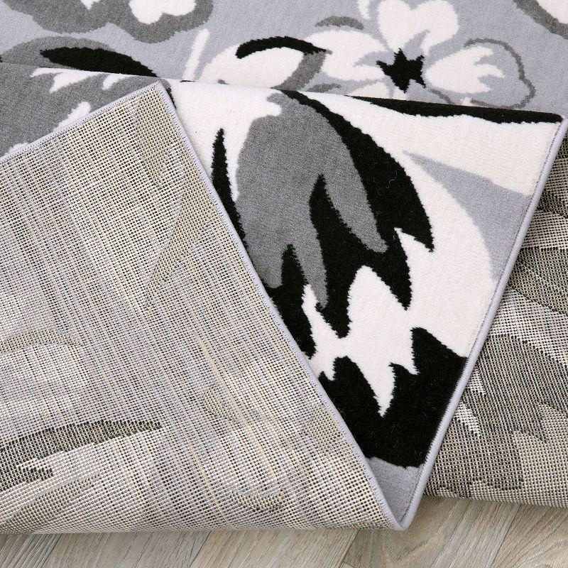 World Rug Gallery Modern Floral Design Gray 7'6" x 9'5" Area Rug