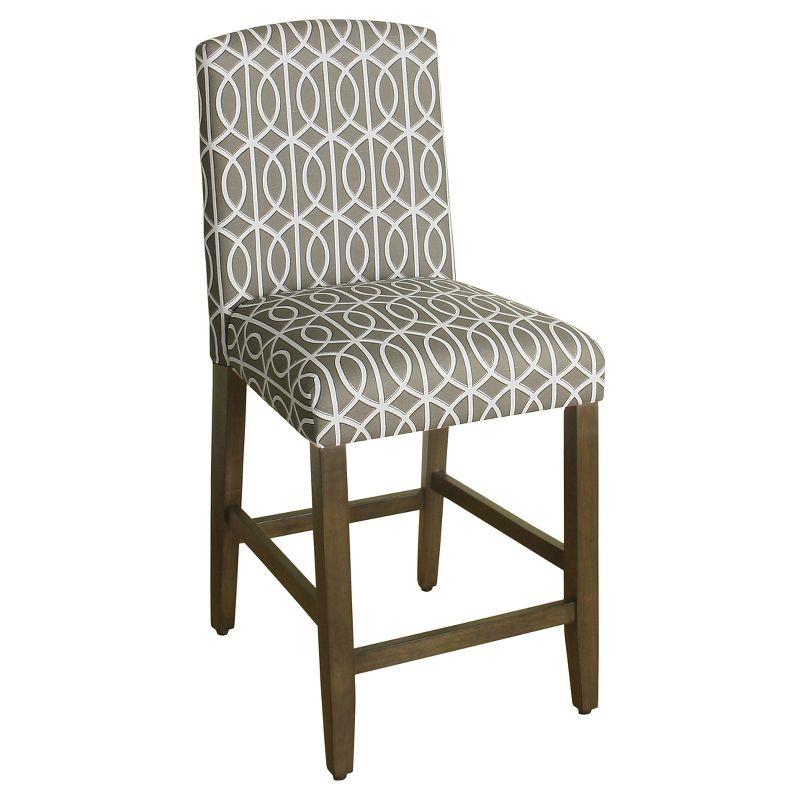 24" Curved Top Counter Height Barstool Safari Taupe - HomePop: Kitchen Seating with Back, Wood Legs