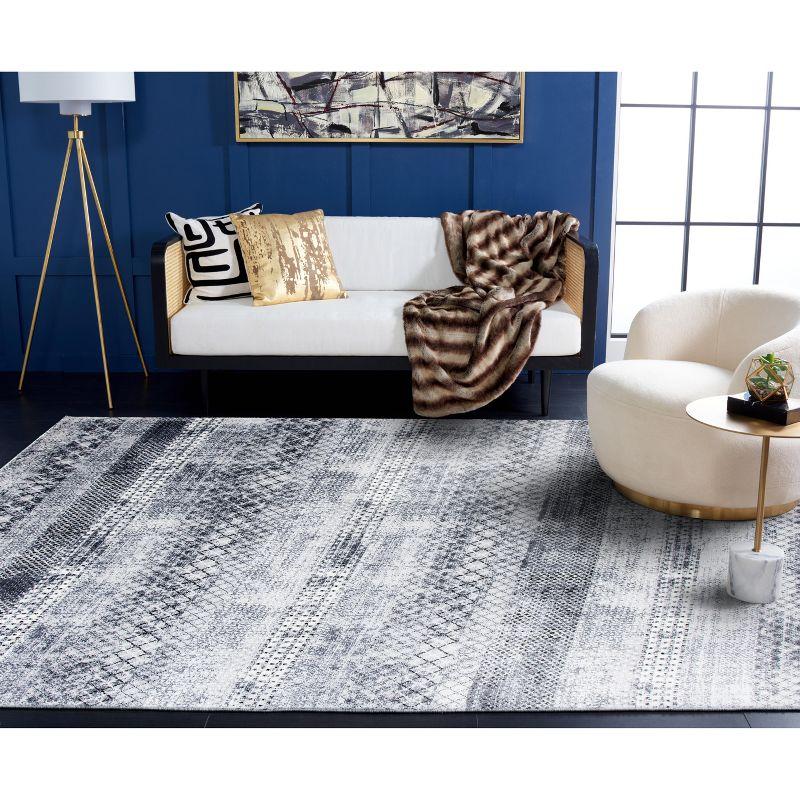 Amelia Grey and Ivory Synthetic 5'3" x 7'6" Hand-Knotted Area Rug