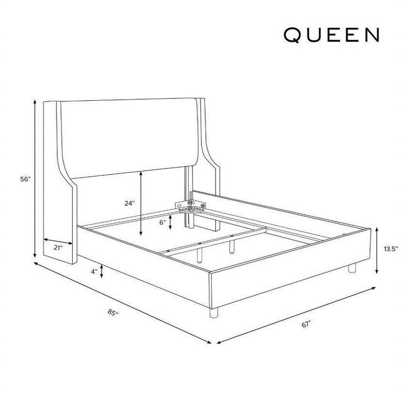 Skyline Furniture Queen Dianna Swoop Arm Wingback Linen Bed Talc