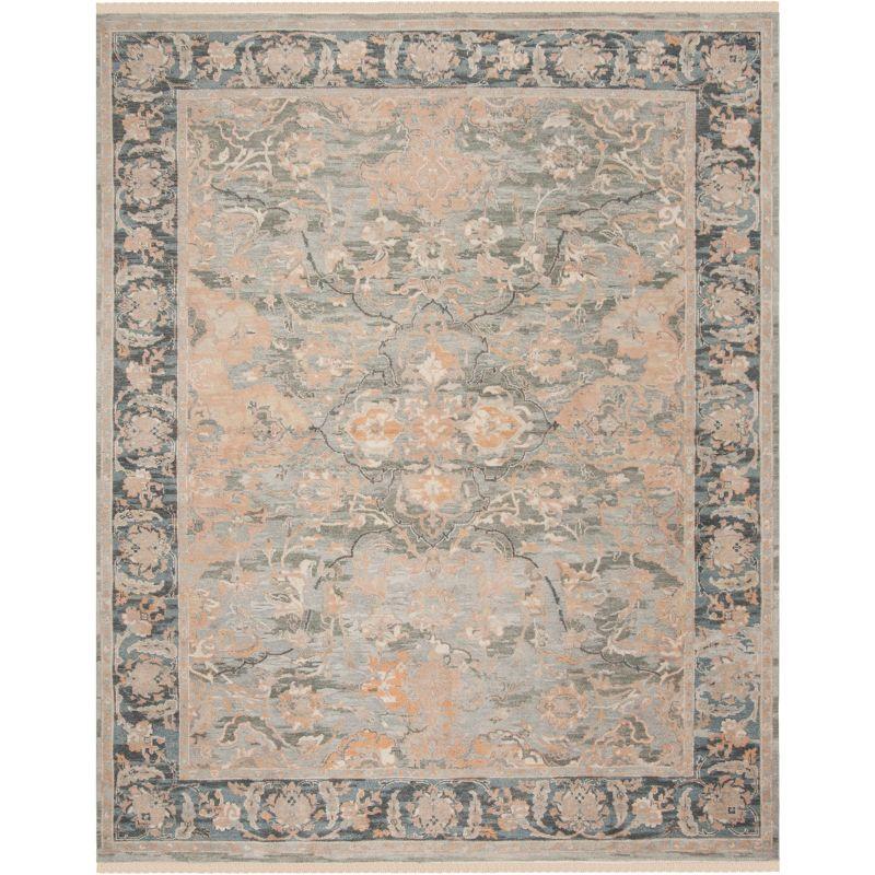 Gray and Beige Hand-Knotted Wool 8' x 10' Rug