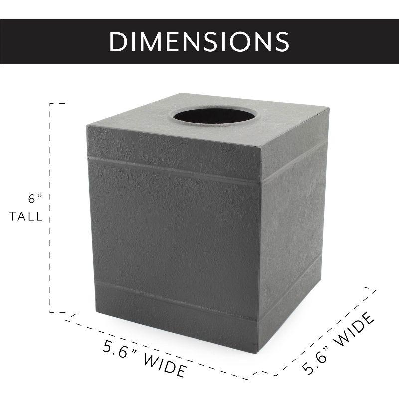 AuldHome Design Galvanized Tissue Box Cover (Dark Gray); Square Distressed Farmhouse Vintage Style Decor Tissue Holder