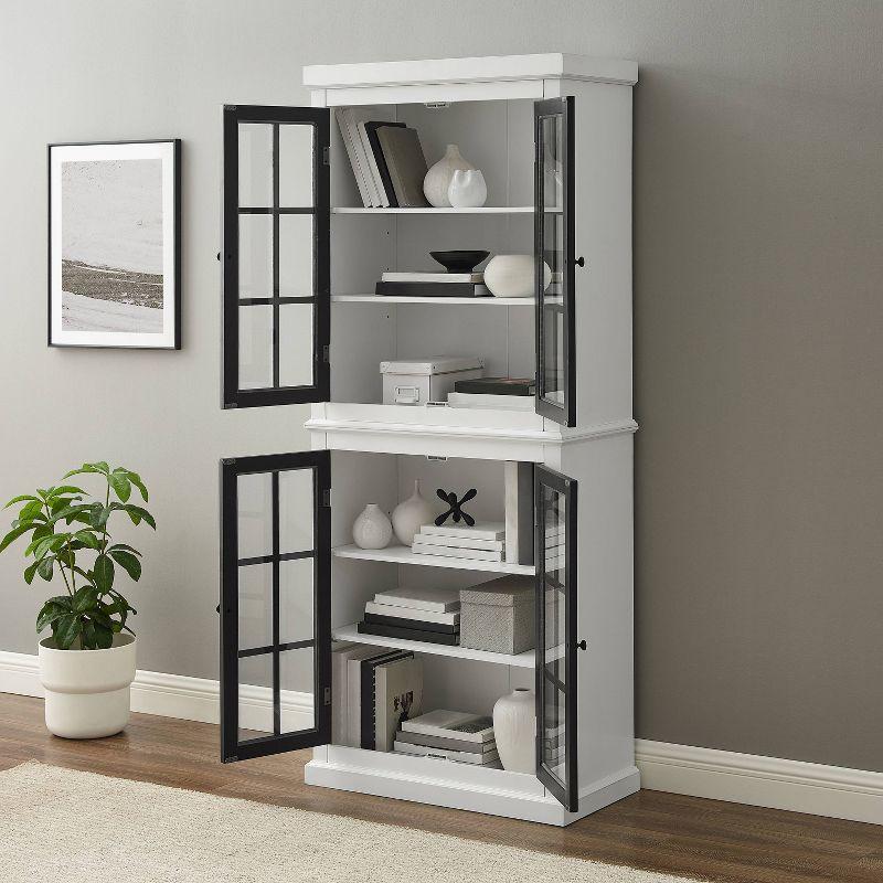 Cecily Tall Storage Pantry White/Matte Black - Crosley: French Country Style, 2 Adjustable Shelves