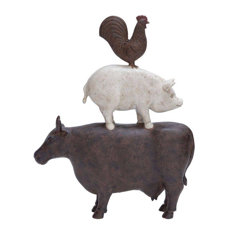 Rustic Farmhouse Resin Animal Stack Statue (11"x14") - Brown