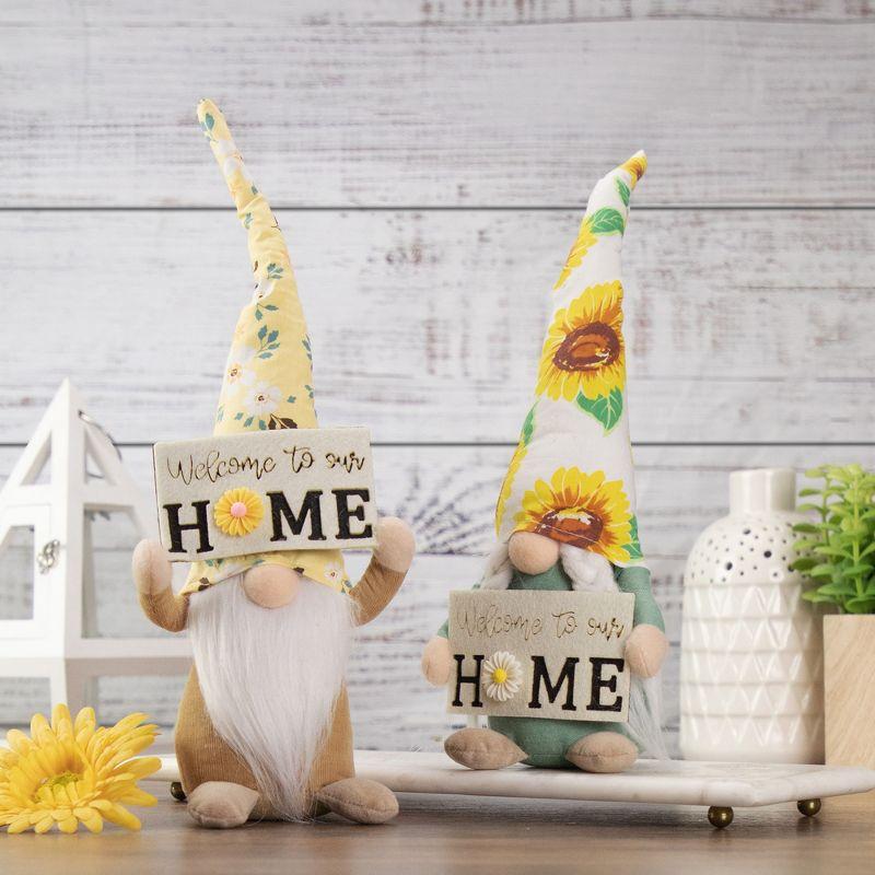 Northlight 15.25" Spring Sunflower Hat Gnome with Home Sign