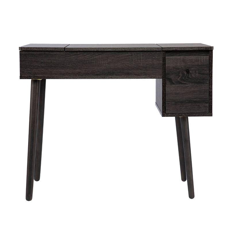 Harzen Storage Vanity with Mirror Black - Holly & Martin: Hidden Compartment, Telescoping Legs