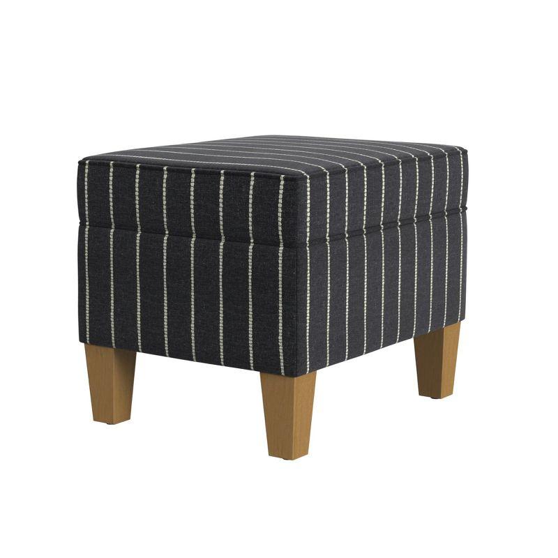 Medium Storage Ottoman Gray/Blue - HomePop: Upholstered Rectangular Footstool with Damask Pattern, Plywood & Hardwood Frame