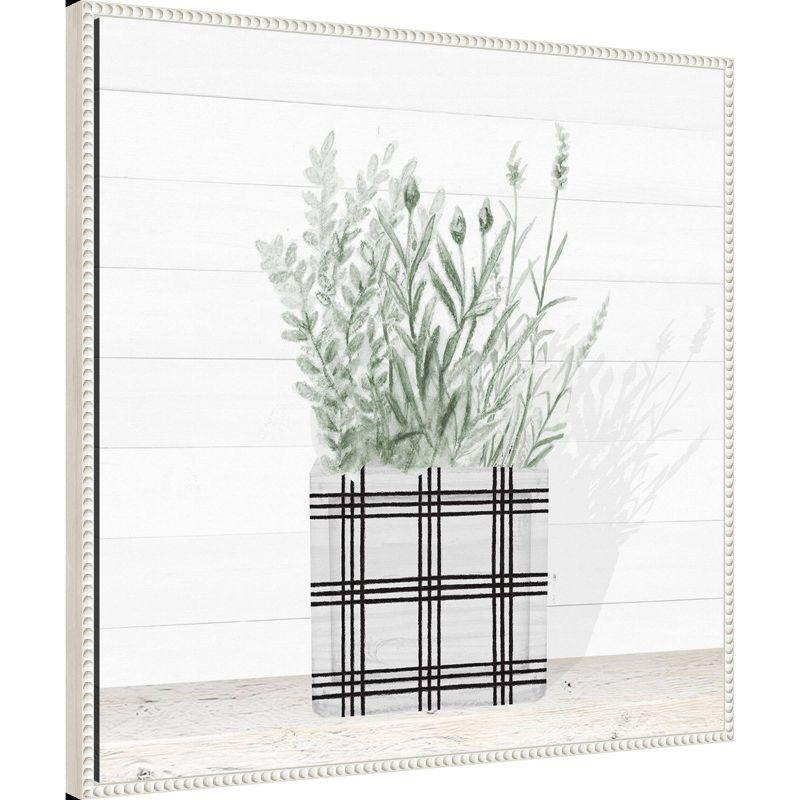 30"x30" Lavender Blossom in Modern Pot II by Janice Gaynor Framed Canvas Wall Art Print White - Amanti Art: Polystyrene Frame, Botanical Theme