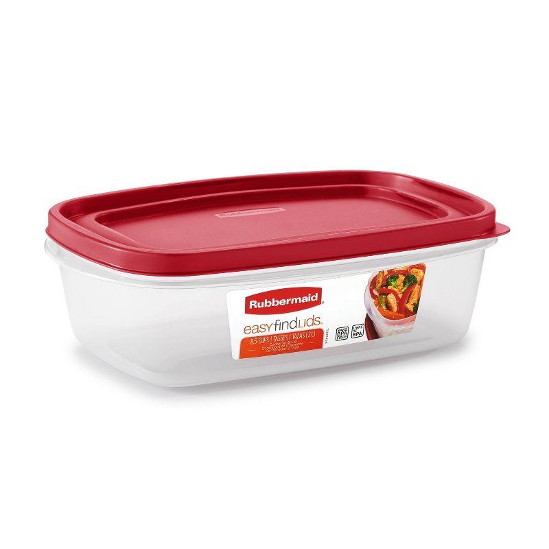 8.5 Cup Clear Plastic Rectangle Food Storage Container with Red Lid