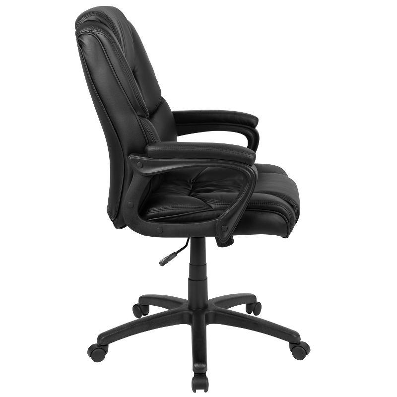 Ergonomic High-Back Black Leather Swivel Office Chair with 360° Swivel