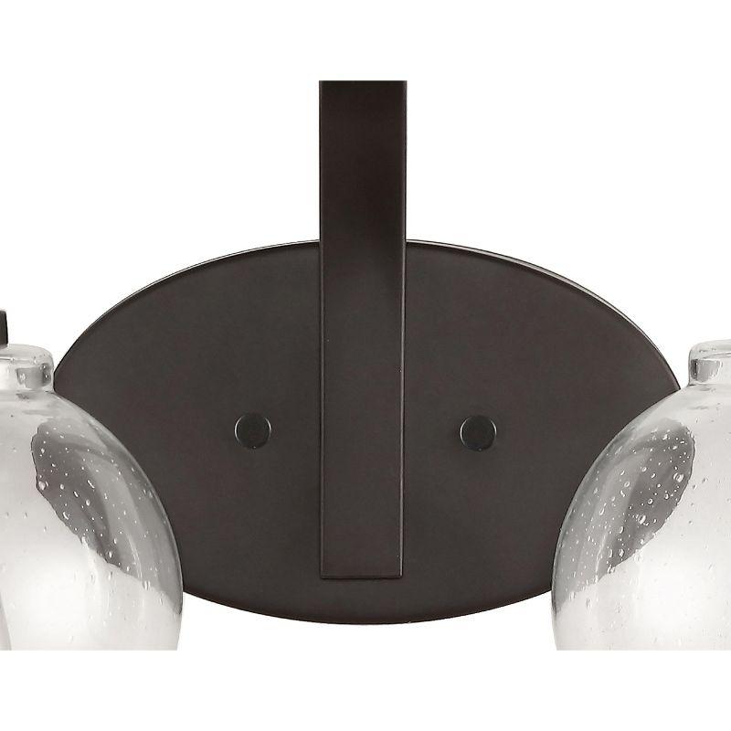 JONATHAN Y Sandrine 26.25" 3-Light Iron/Seeded Glass Cottage Rustic LED Vanity Light, Oil Rubbed Bronze