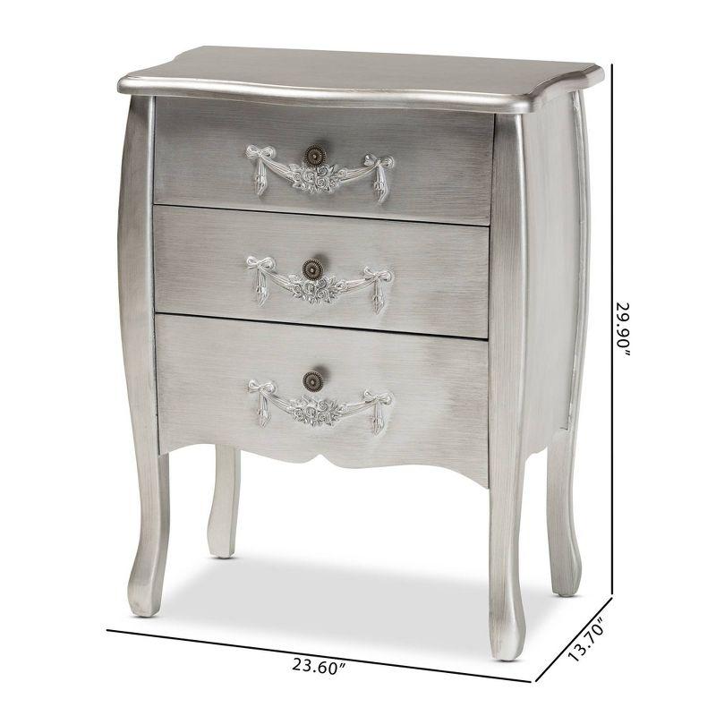 Eliya Brushed Wood 3 Drawer Storage Cabinet Silver - Baxton Studio