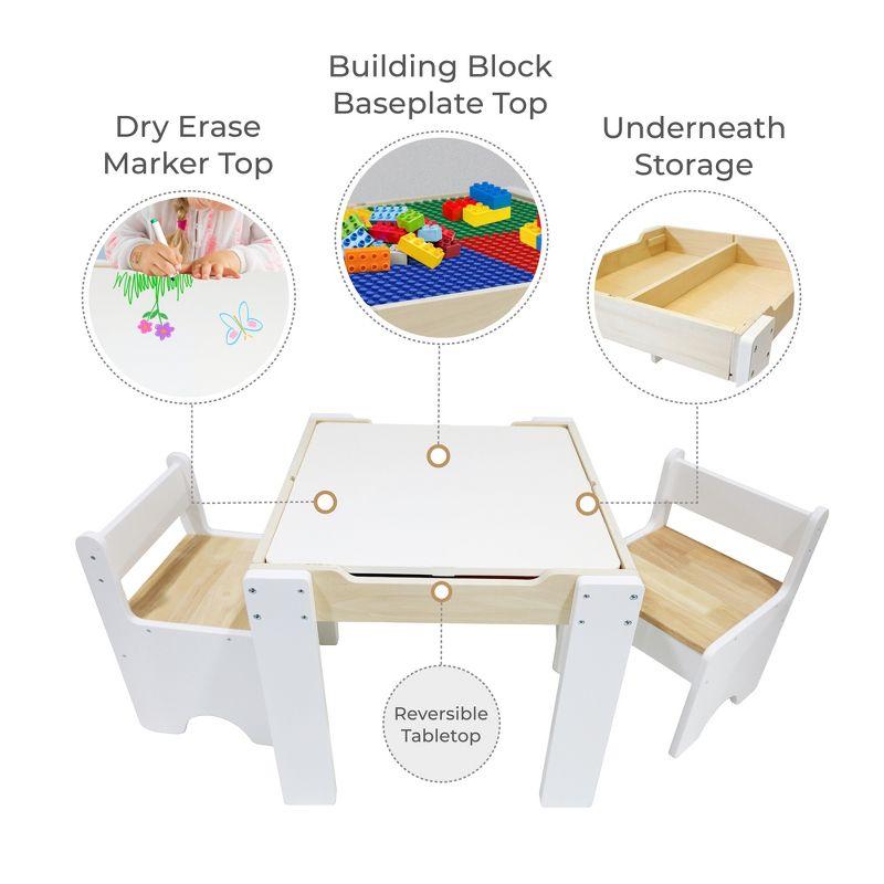 Teamson Kids Multi-Activity Table with Reversible Tabletop & Chairs Set