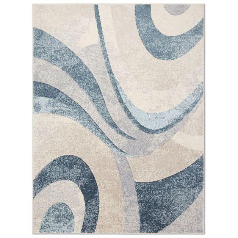 Tribeca Blue and Gray Abstract Synthetic Area Rug