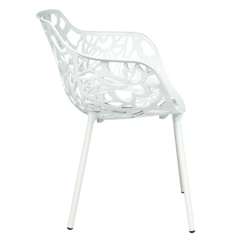 LeisureMod Devon Aluminum Stackable Outdoor Dining Armchair Set of 2, White