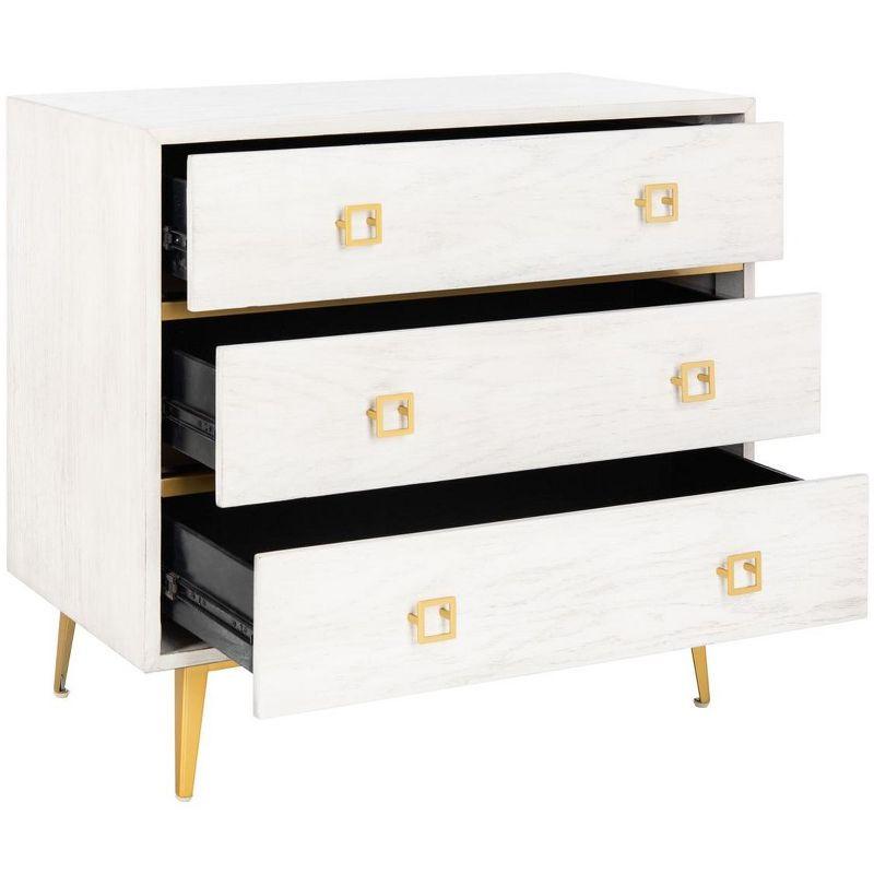 Katia 3 Drawer Chest - CHS6413 - White Wash/Gold - Safavieh