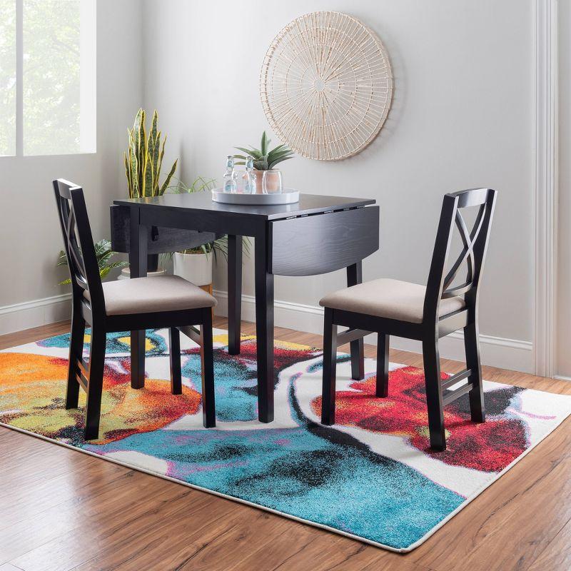 Torino 48" Extendable Solid Rubberwood Square Dining Table in Black