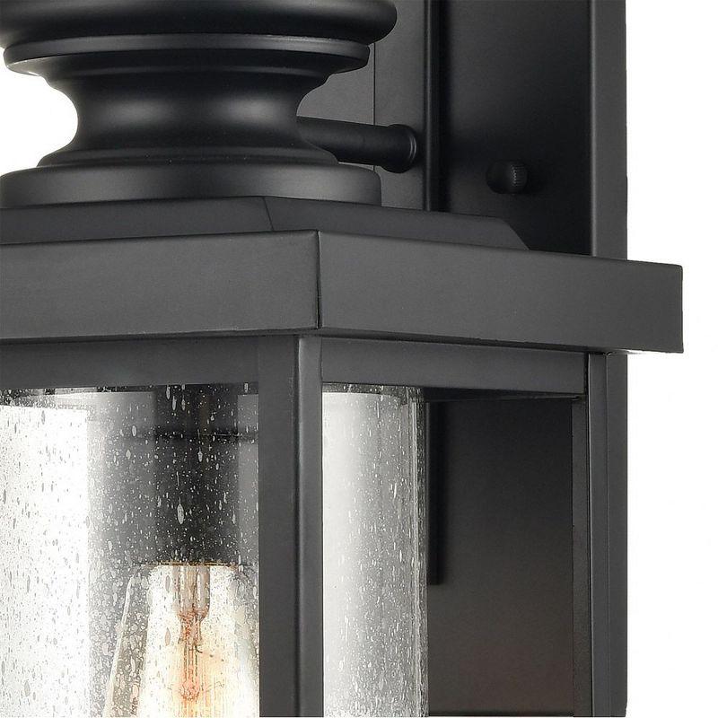 Matte Black and Antique Glass Outdoor Wall Sconce