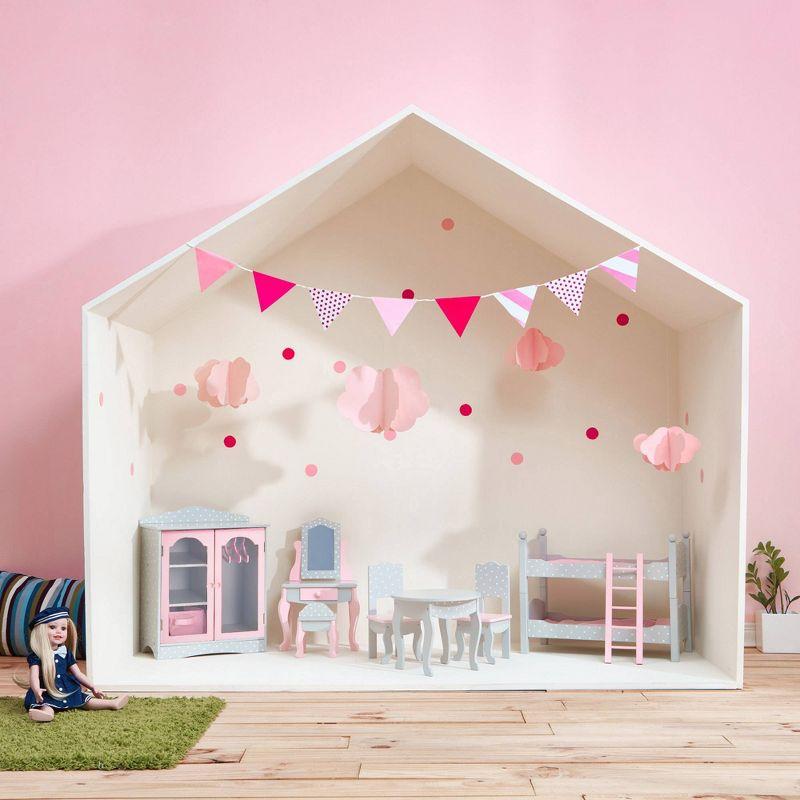 Olivia's Little World Polka Dots Princess Toy Closet with Hangers for 18" Dolls - Gray/Pink