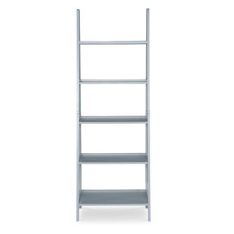 Gray Wood 5-Shelf Ladder Bookshelf