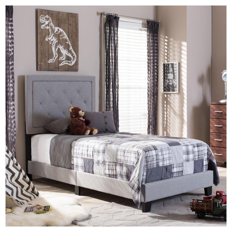 Twin Paris Modern And Contemporary Fabric Upholstered Tufting Platform Bed Gray - Baxton Studio