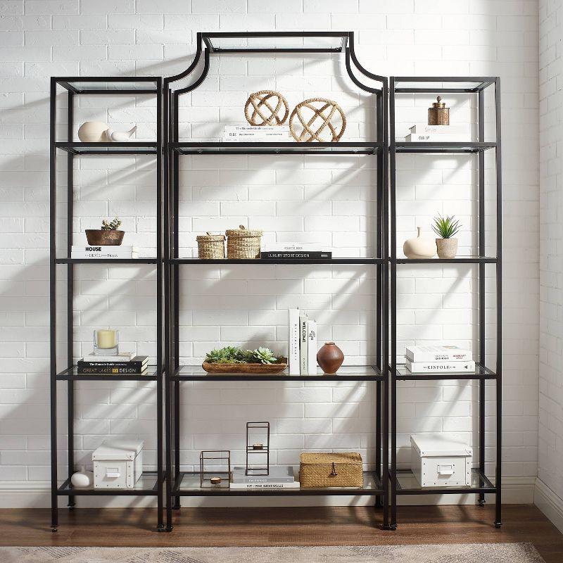 80.5" 3pc Aimee Narrow Etagere Set Oil Rubbed Bronze - Crosley: Tempered Glass Display, Steel Frame, Fixed Shelves