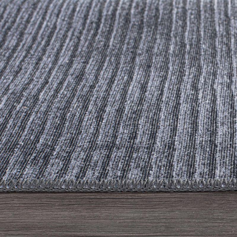 World Rug Gallery Contemporary Distressed Stripe Machine Washable 7'7"x9'6" Dark Gray Area Rug:  Stain-Resistant Flat Pile