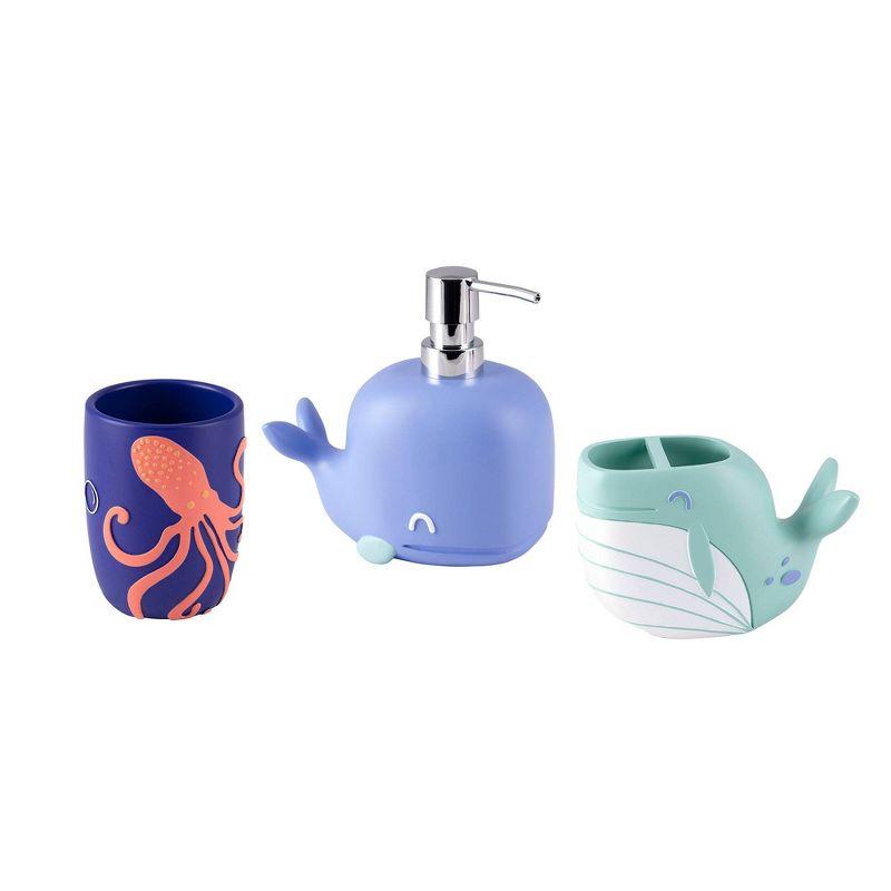 Whimsical Multicolor Resin Whale Kids' Bathroom Set