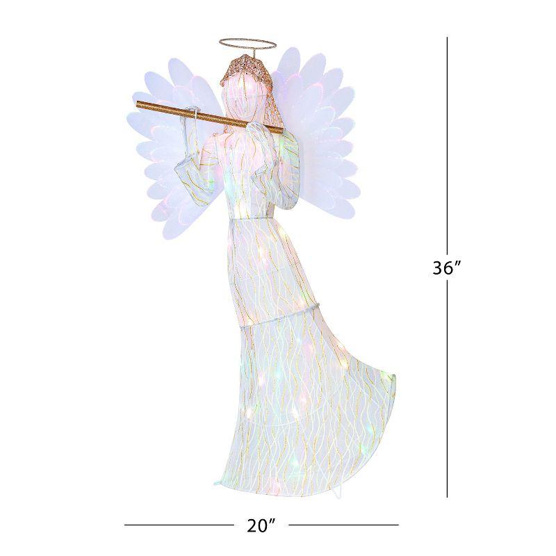 36" White Fiber-Optic Outdoor Animated Angel