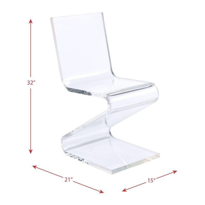 Peek Acrylic Z Chair Clear - Picket House Furnishings: Modern Plexiglass Armless Chair, No Cushion