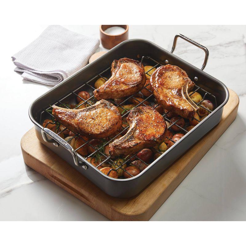 16.5" x 13.5" Nonstick Steel Roaster with Reversible Rack