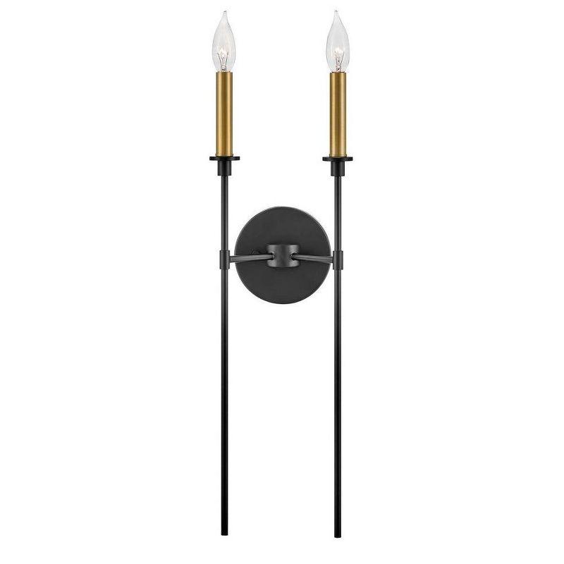 Hux 24" Black and Lacquered Brass 2-Light Wall Sconce