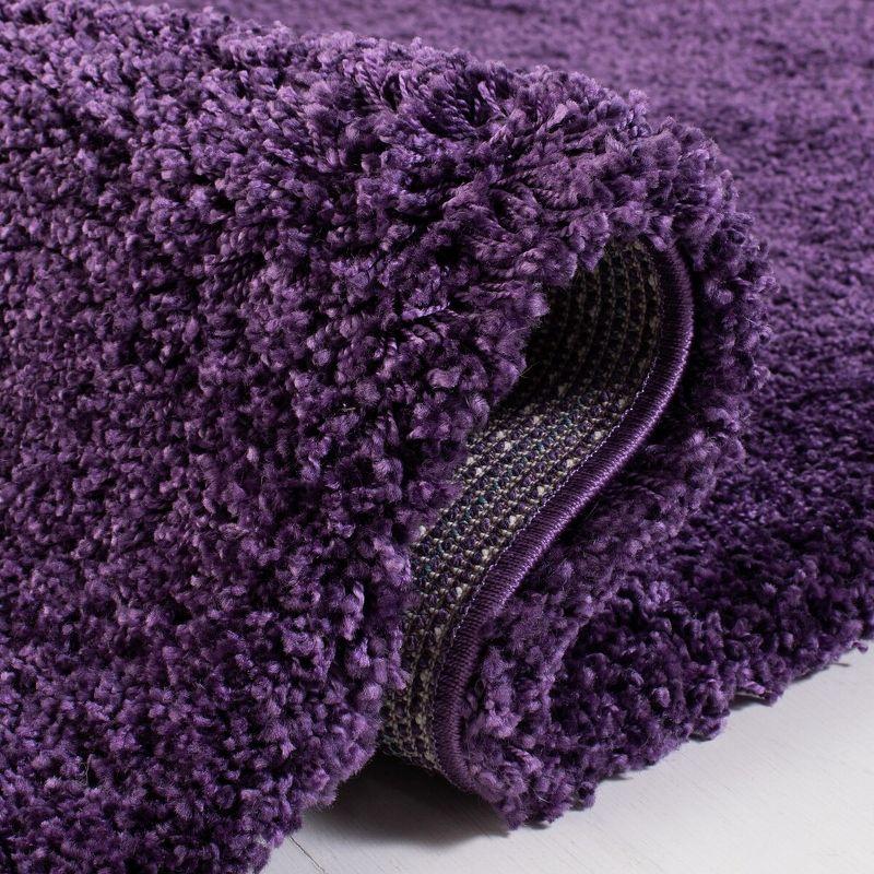 Purple High Pile Round Shag Area Rug