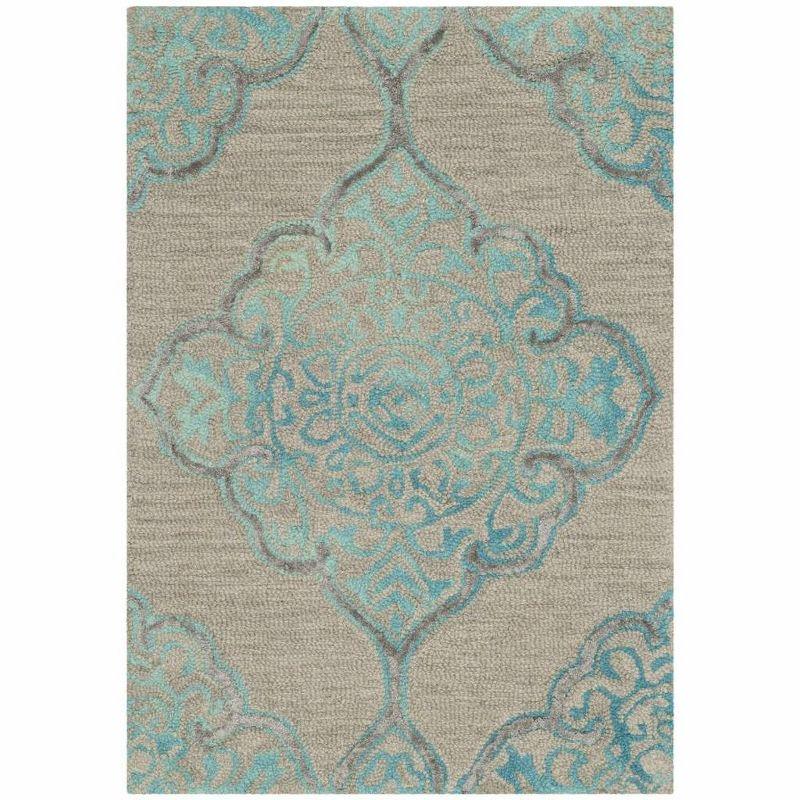 Dip Dye DDY510 Hand Tufted Indoor Accent Rug - Grey/Turquoise - 3'x5' - Safavieh