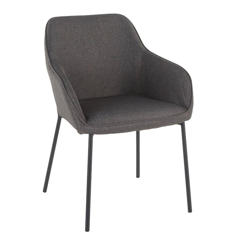Set of 2 Daniella Contemporary Dining Chairs Charcoal Gray - LumiSource: Upholstered, Metal Legs, Floor Protectors